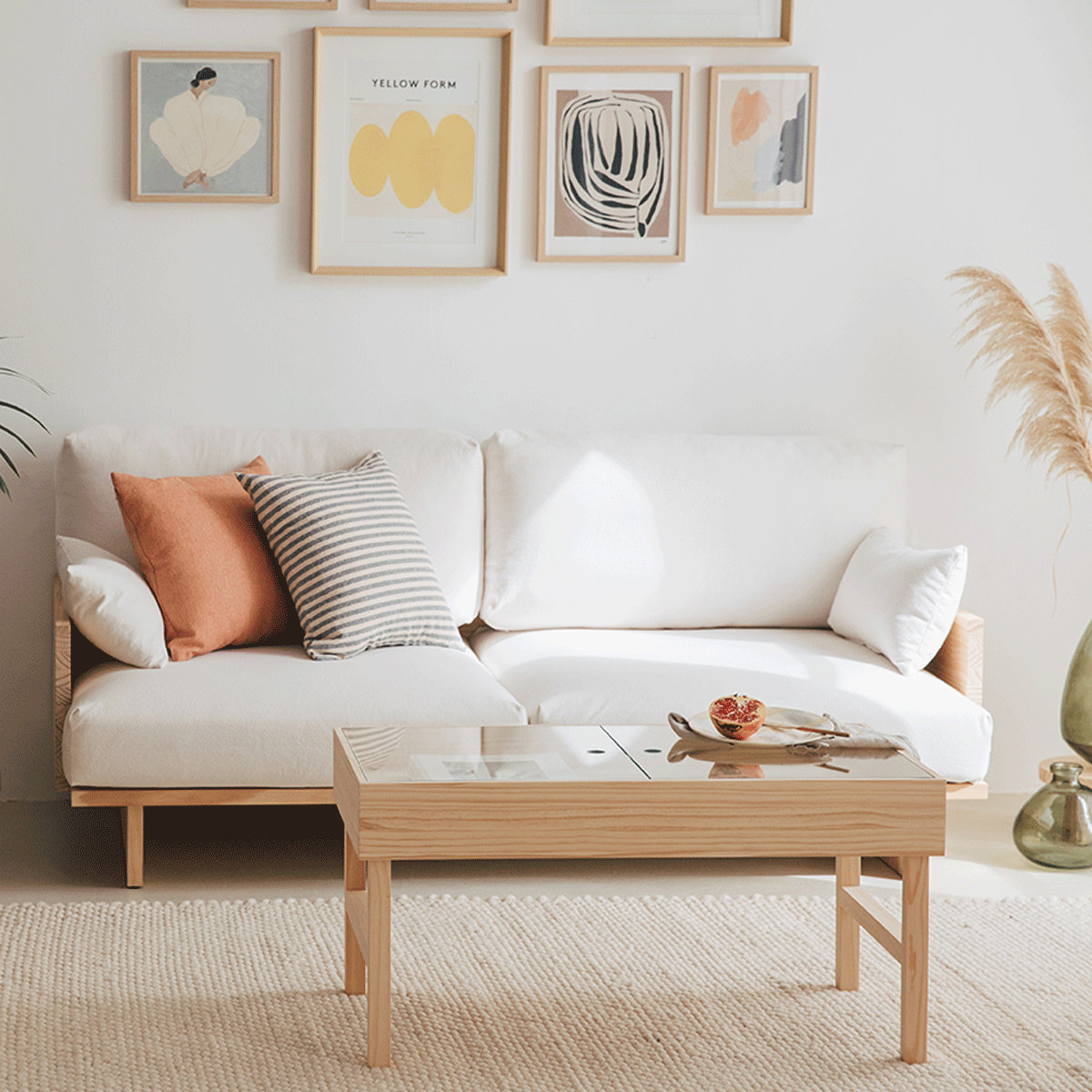 Two-seater Sofa in Natural Solid Wood - Mistral - Etsy
