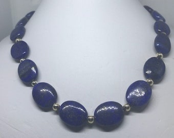 Lapis Lazuli Necklace, Gemstone, Stearling Silver