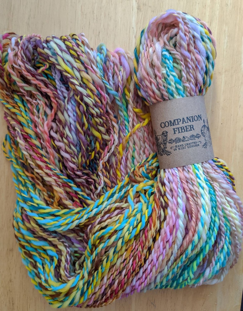 100% Merino Wool Yarn Hand Spun Hand Dyed Pastel Rainbow | Etsy