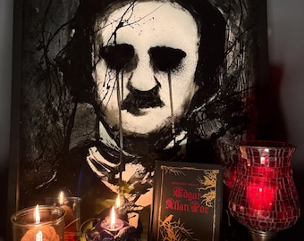 Haunted Inkbound Edgar Allan Poe Spirit Vessel| Veilwalker, Dark minds, poetic passion energy, writing gift amplifier (orig.framed painting)