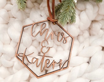 Couples ornament | modern | wood cutout | Christmas ornament | just married ornament | modern farmhouse | Christmas decor | custom ornament
