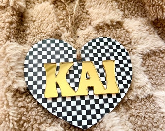 Checkered Valentines Day Acrylic Tag | neutral | Valentine’s Day | Valentine’s Day tag