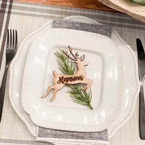 Segnaposto natalizio personalizzato / decorazioni natalizie / paesaggi da tavola / decorazioni natalizie / Natale in fattoria / taglio laser / renna /