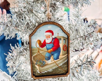 crabbing Santa Claus ornament