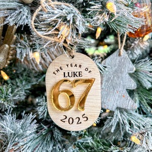 67 ornament | six seven ornament | funny ornament | teacher ornament | 2025 ornament | gag gift image 3