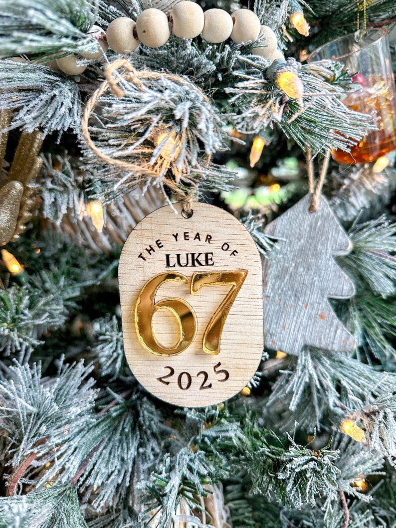 67 ornament | six seven ornament | funny ornament | teacher ornament | 2025 ornament | gag gift image 3