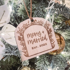 Merry + married | wedding ornament | 2021 ornament | 2022 ornament | wedding gift | winter wedding |