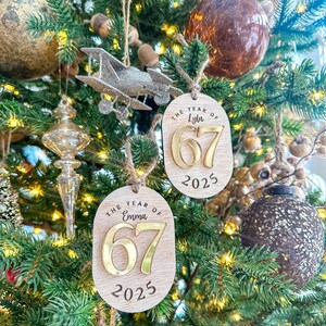 67 ornament | six seven ornament | funny ornament | teacher ornament | 2025 ornament | gag gift image 4