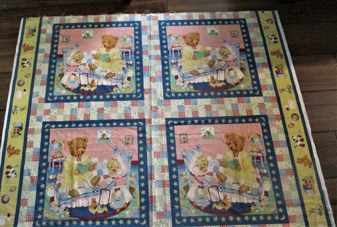 Rose & Hubble Cotton Fabric Panel the Nursery Collection Teddy's