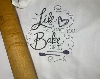 Apron, "Life is what You Bake of it" saying, Farmhouse, Baker