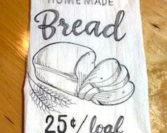 Flour Sack Towel, Bread design, Farmhouse, Rustic Kitchen