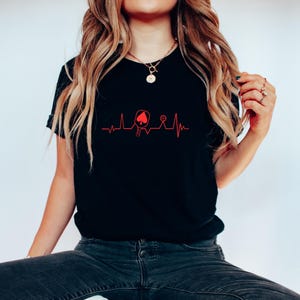Pickleball Heartbeat Wooden Paddle Spade Tshirt, Amazing and Unique Sport T Shirt Gifts for Women Nurse Mom Dad Coach With Neck Label
