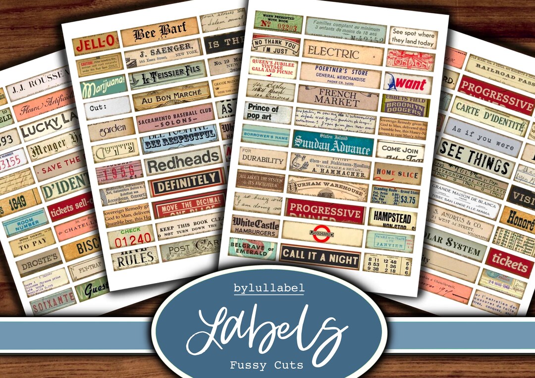 Mini Label Ephemera: Vintage Style Junk Journal Embellishments (digital ...