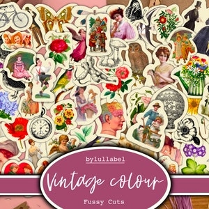 Efímeras de corte quisquilloso dibujadas mezcladas vintage, collages de diarios basura, suministros de adorno, 60 imágenes diferentes, valor increíble. formato jpg