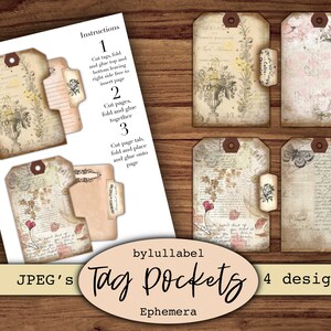 Printable Tag Pockets Folios Junk Journal Insert Ephemera. - Etsy UK