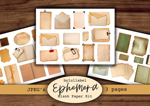 Blank Paper Printables Worn Paper Kit Pages Junk Journal - Etsy