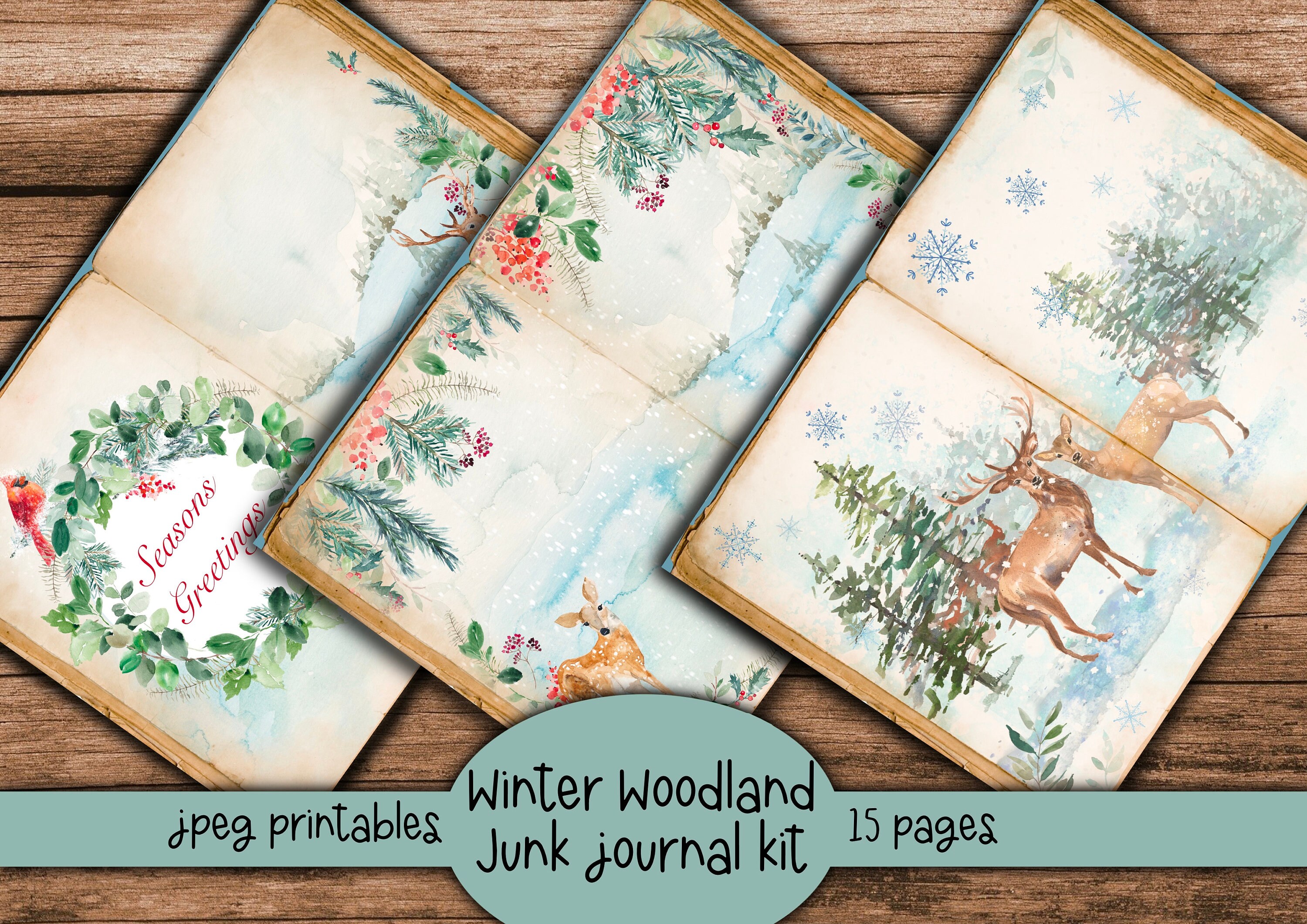 Winter Woodland Junk Journal Kit: Ephemera Paper (digital Download) - Etsy