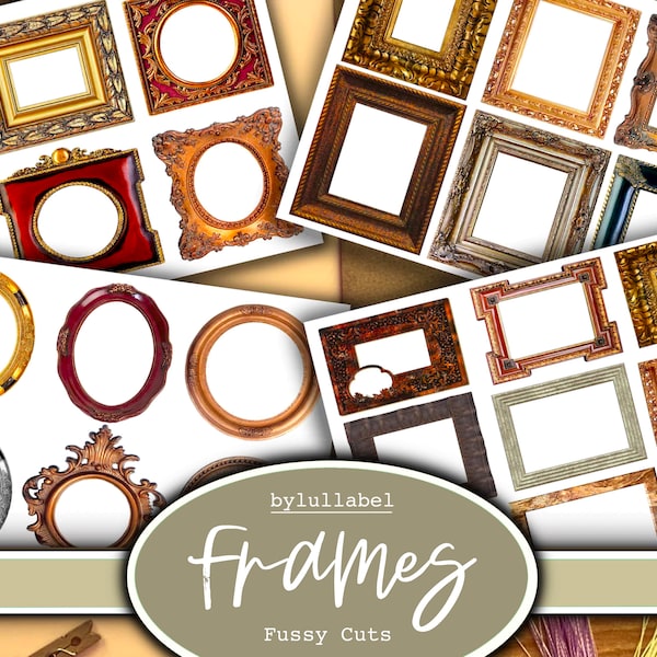 Frames fussy cuts ephemera, printable, digital downloads. 21 to choose from. Junk journal, diary, scrapbook or collage. Embellishments