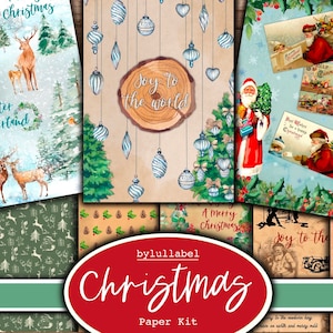 Traditionelle Weihnachten Printables, Papier Kit Seiten, Schach Junk Journal, Scrapbooking, Journaling, Scrap Papers, Ephemera, digitale Downloads uk