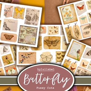 Butterfly  scrap fussy cut ephemera, junk journal collages, embellishment supplies,  60 different images, amazing value. Jpg format