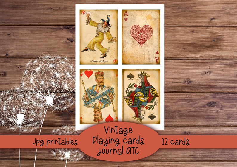 Vintage Playing Cards Ephemera: Queens, Jokers, ATC Cards (Digital Download) image 5