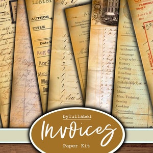 Vintage facturen printables, krantenpapierkitpagina's, junk journal, scrapbooking, journaling, kladpapier, ephemera, digitale downloads uk