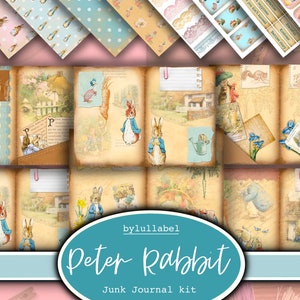 Kit diario spazzatura di Peter Rabbit & Friends, kit stampabile effimero, Regno Unito. Carta, tasche, etichette, cartellini, pagine di carta straccia, abbellimenti, regalo