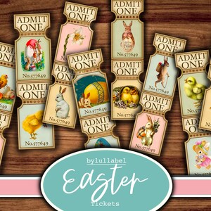 Vintage Ostern digitale Tickets, Liebe, Kaninchen Junk Journal Ephemera, Frühlingsverzierungen, Junk Journal Lieferungen, pingelige Schnitte