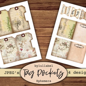 Printable Tag Pockets Folios Junk Journal Insert Ephemera. - Etsy UK