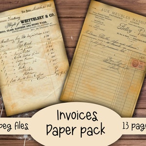 Vintage Rechnungen Printables,Junk Journal, Scrapbooking, Journaling, Scrap Papers, Ephemera, digitale Downloads Bild 7