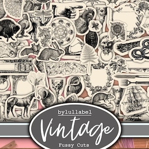 Vintage mixed drawn fussy cut ephemera, junk journal collages, embellishment supplies,  60 different images, amazing value. Jpg format