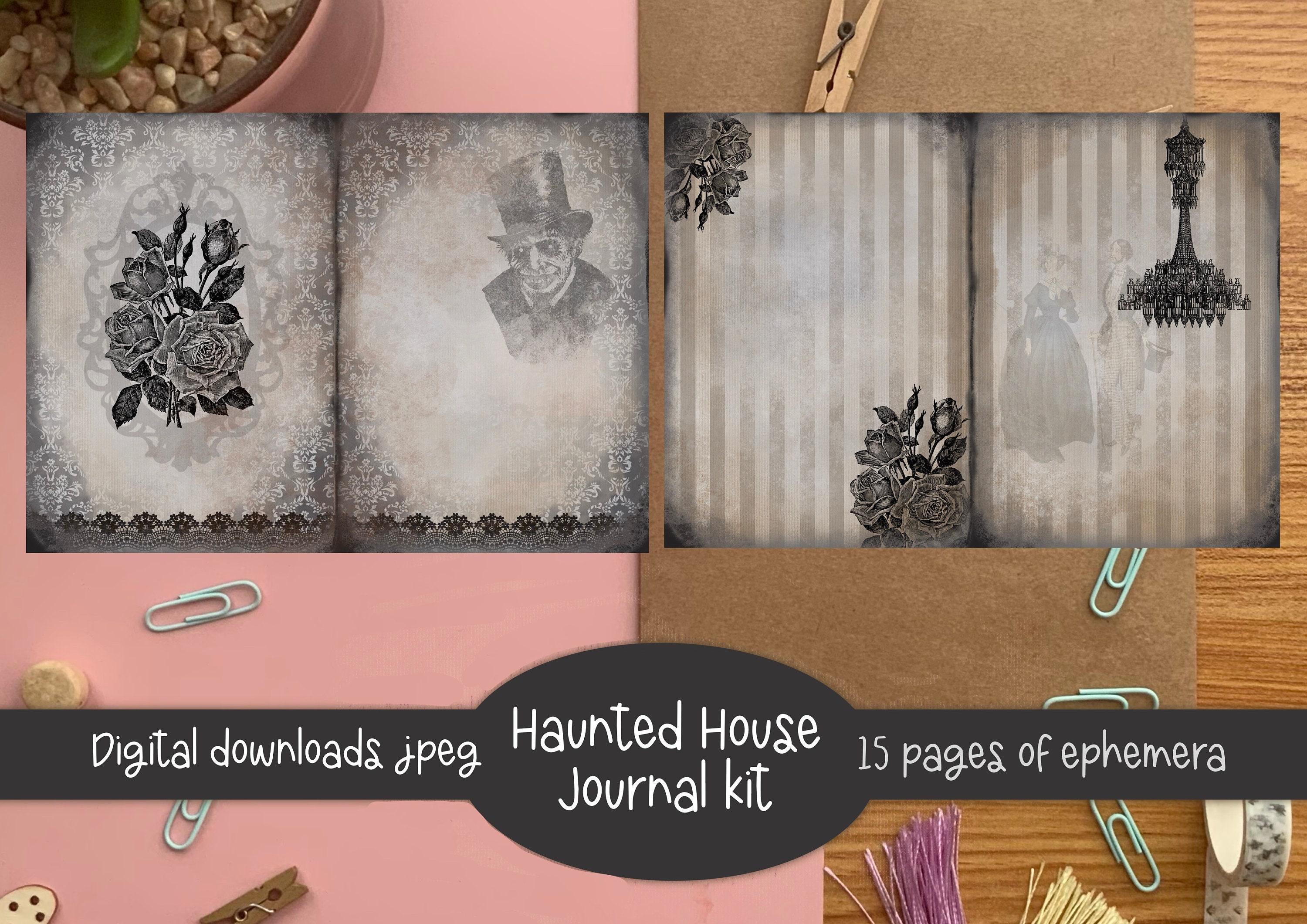 Haunted House Junk Journal Kit: Printable Ephemera (digital Download ...