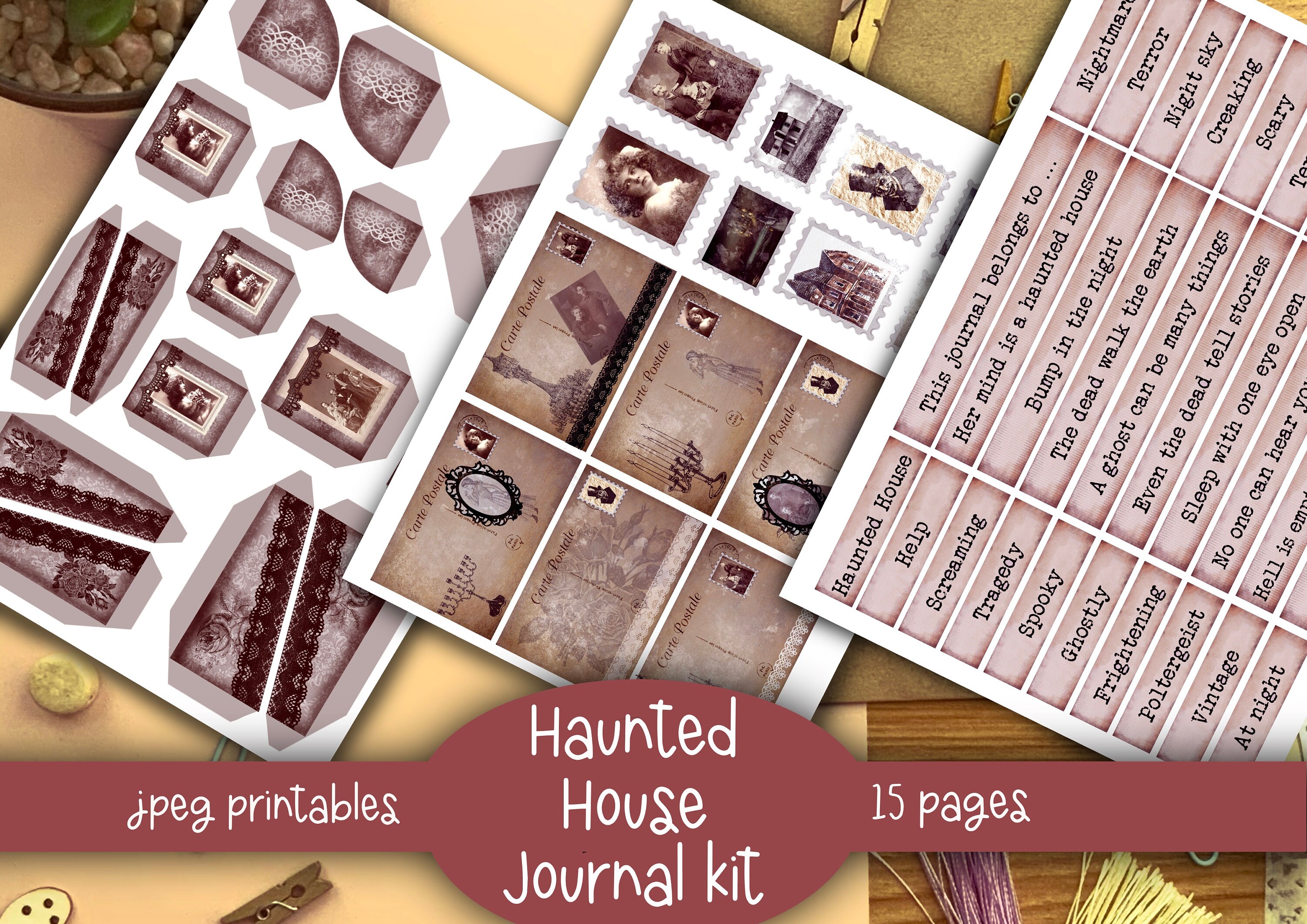 Haunted House Junk Journal Kit Ephemera Printable Kit Uk. - Etsy