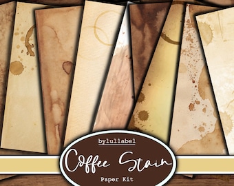 Coffee stained printables, paper kit pages, junk journal, scrapbooking, journaling, scrap papers, ephemera, digital downloads uk