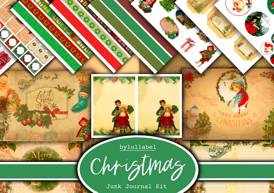 Christmas Vintage Junk Journal Kit, Ephemera Printable Kit, Pack, Uk ...