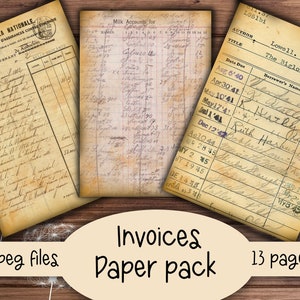 Vintage Rechnungen Printables,Junk Journal, Scrapbooking, Journaling, Scrap Papers, Ephemera, digitale Downloads Bild 6