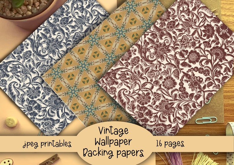 Vintage Wallpaper Backing Papers Kit Ephemera Printable Kit Etsy