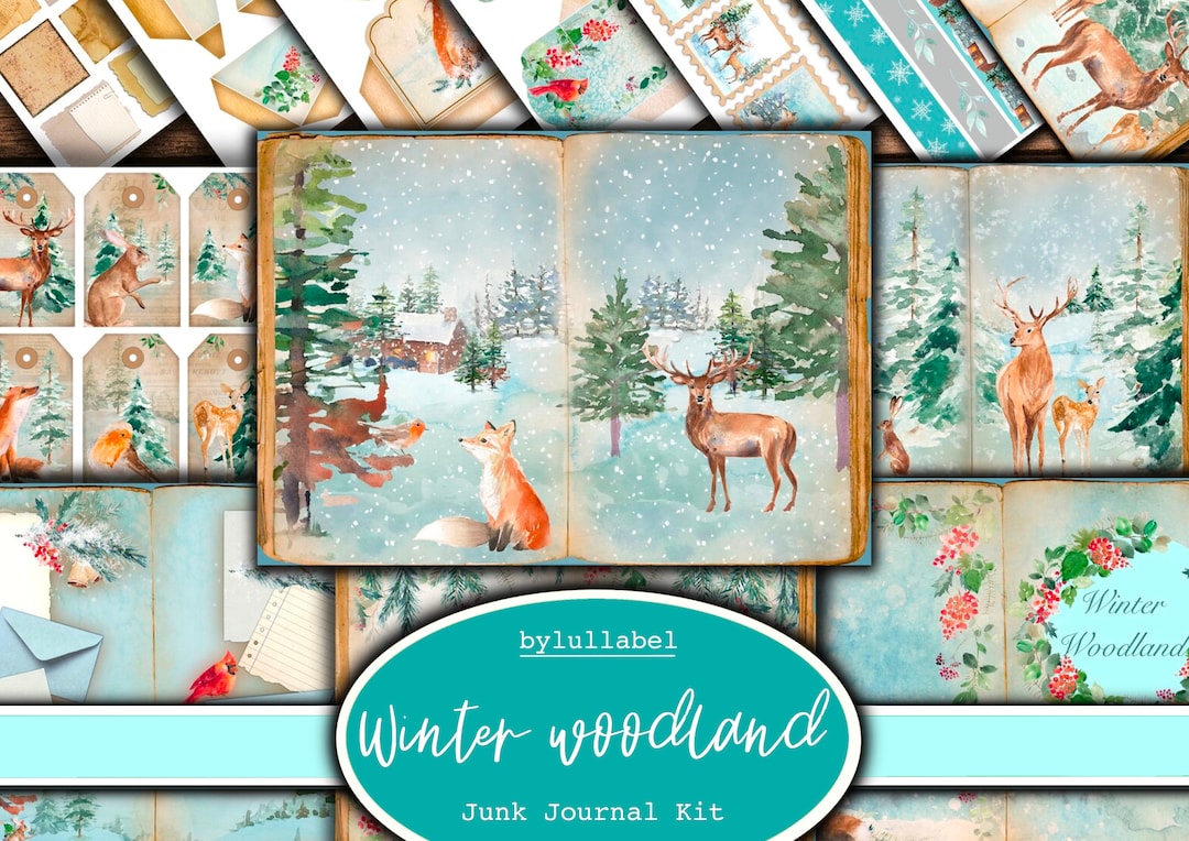Winter Woodland Junk Journal Kit: Ephemera Paper (digital Download) - Etsy