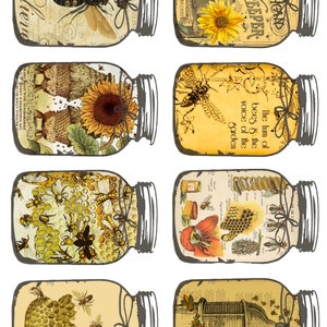 Honey Bee Mason Jars, Fussy Cuts,ephemera,printable, Downloads. 10 Plus ...