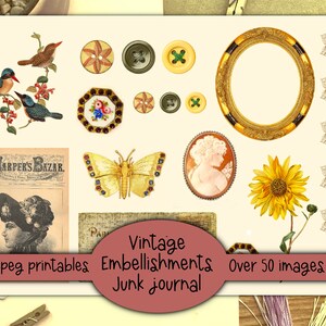 Vintage Fussy Cuts Ephemera, Printable, Digital Downloads. Junk Journal ...