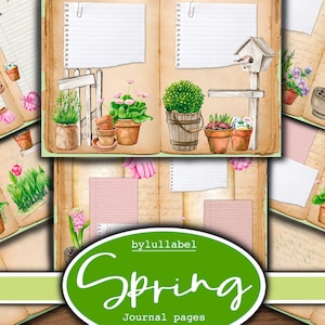 Frühling Garten Printables Kit Seiten, florales Junk Journal, Scrapbooking, Journaling, Scrap Papers, Ephemera, digitale Downloads uk