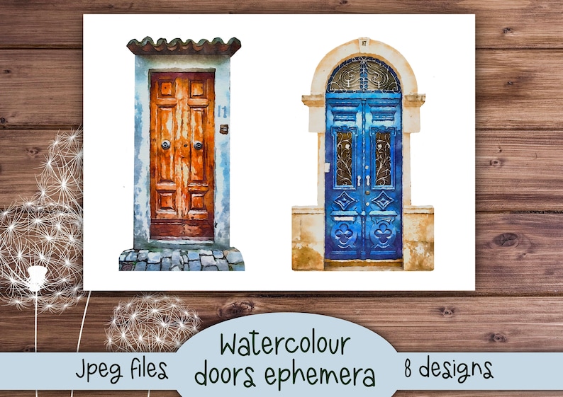 Watercolour Doors Papers Kit Ephemera Printable Kit Uk. Etsy