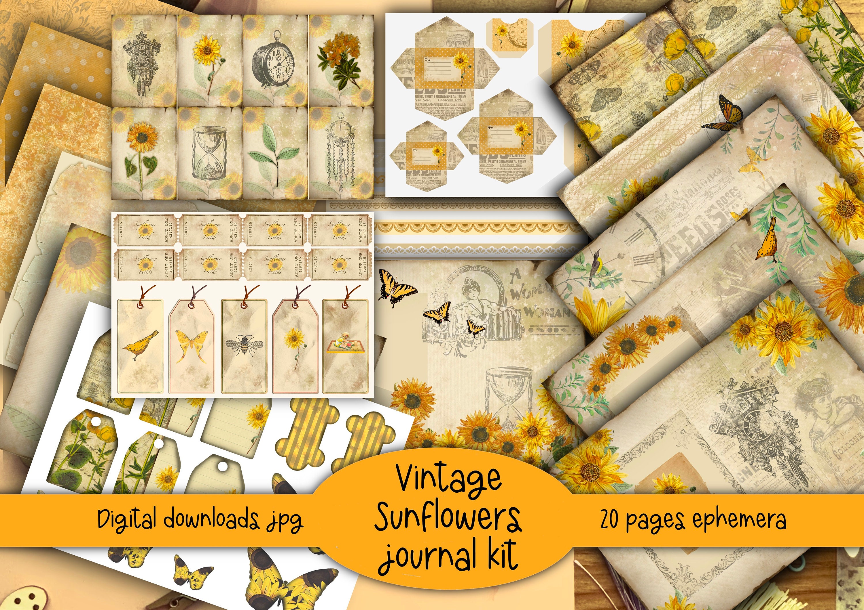 Digital Kit Printable Ephemera Kit Vintage Ephemera Kit Printable