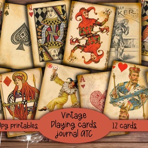 Vintage Playing Cards Ephemera: Queens, Jokers, ATC Cards (Digital Download) image 2