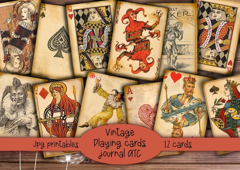 Vintage Playing Cards Ephemera: Queens, Jokers, ATC Cards (Digital Download) image 2