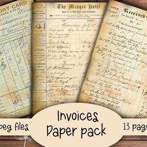 Vintage Rechnungen Printables,Junk Journal, Scrapbooking, Journaling, Scrap Papers, Ephemera, digitale Downloads Bild 2