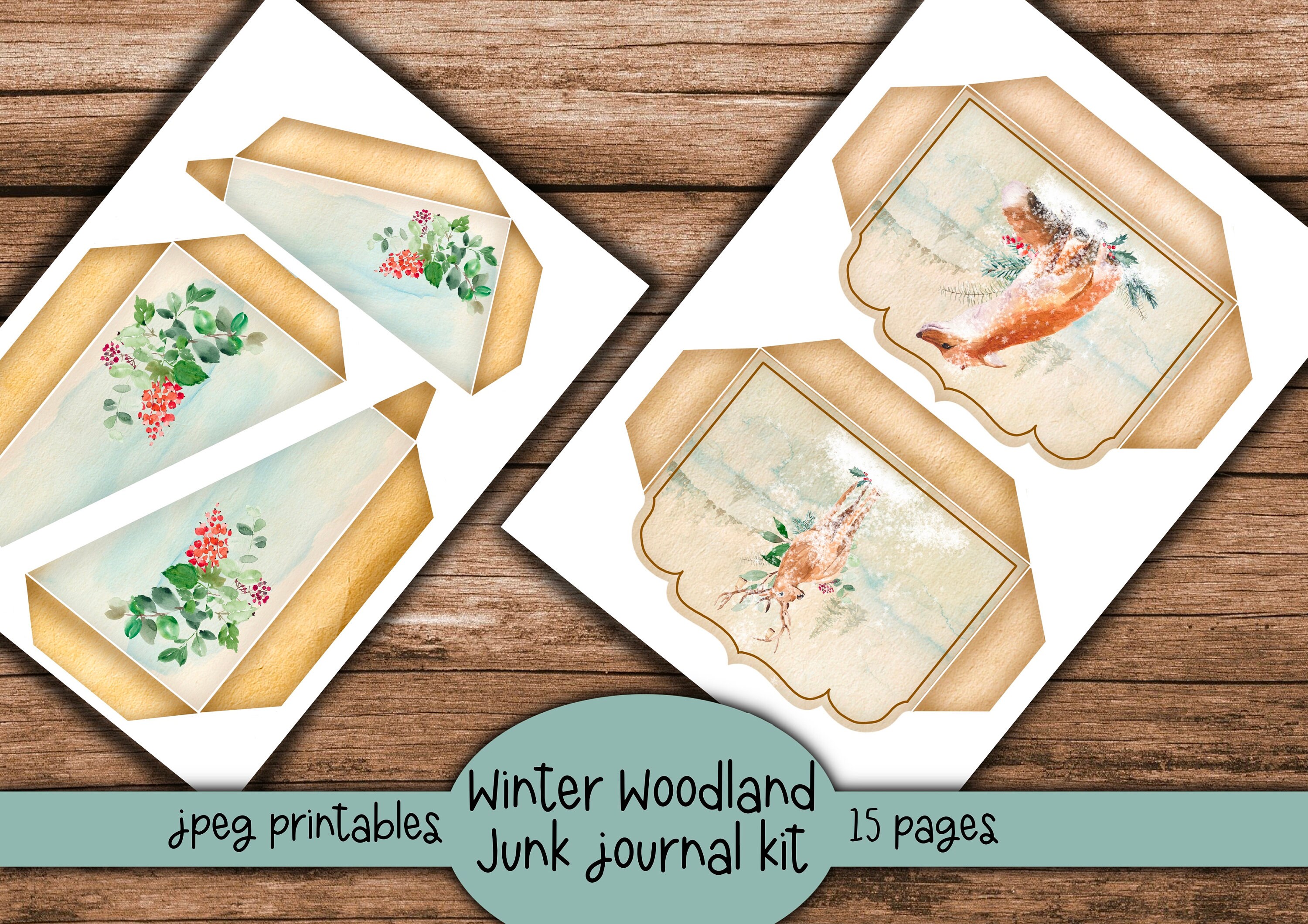 Winter Woodland Junk Journal Kit: Ephemera Paper (digital Download) - Etsy