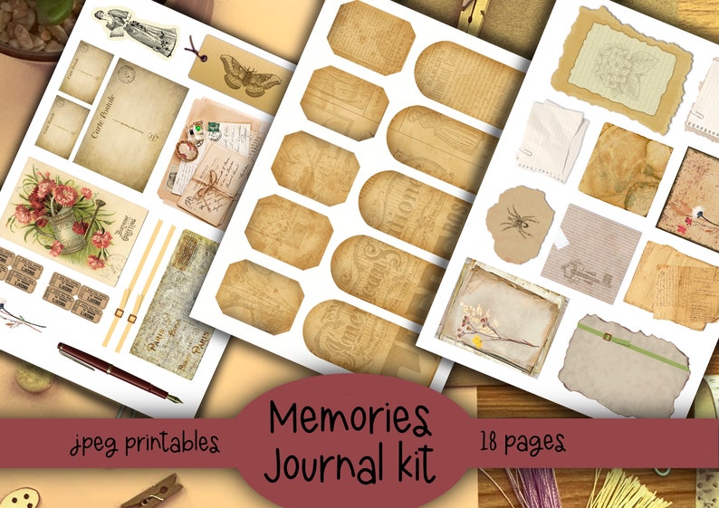 Vintage Memories Junk Journal Kit Ephemera Printable Kit Uk. | Etsy