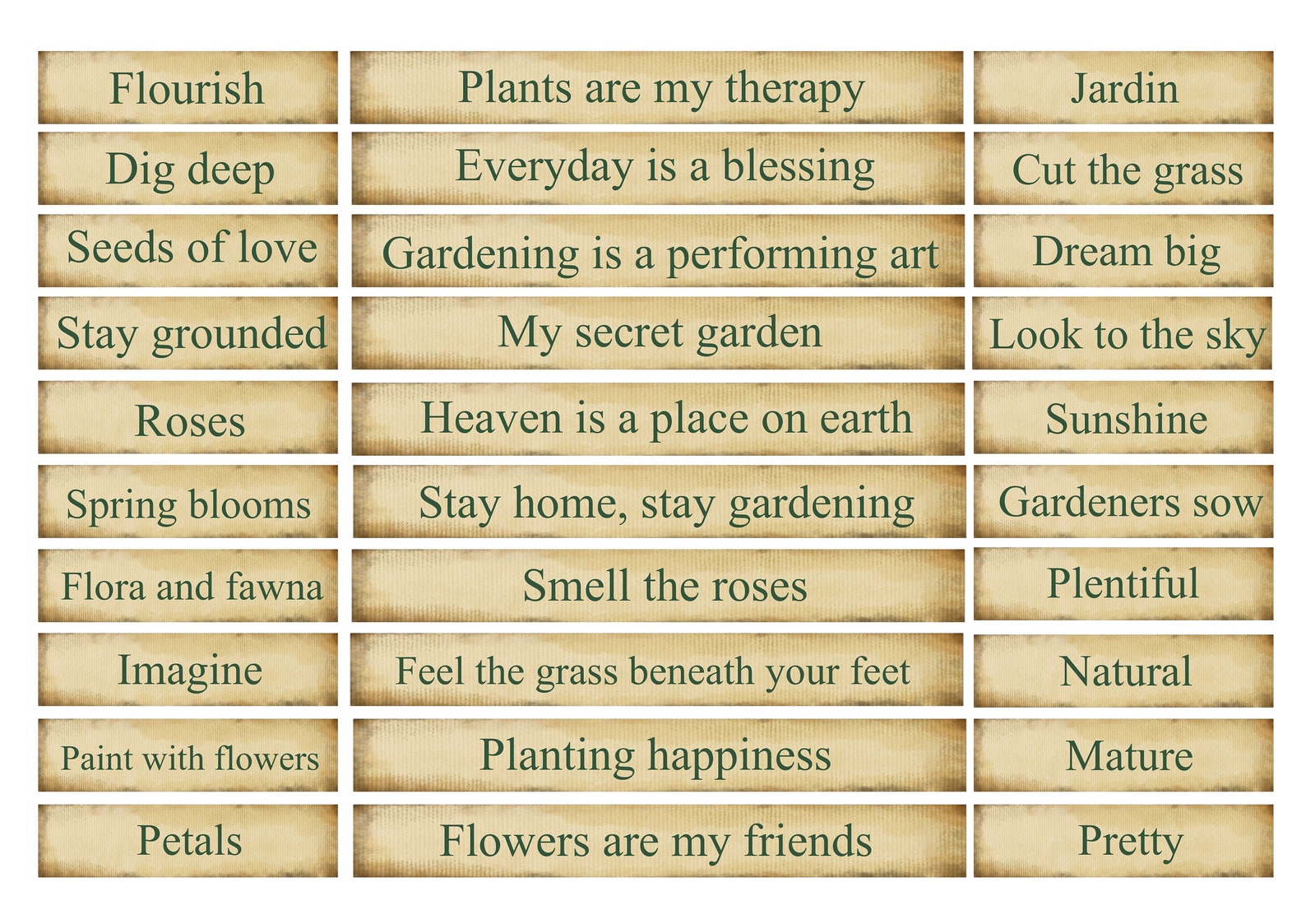 Gardening Words and Phrases Ephemeraprintable. 90 to Choose Etsy Canada