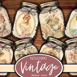 Vintage ladies jars, drobiazgowe cięcia, efemerydy, do druku, do pobrania. Ponad 10 do wyboru. Junk journal, pamiętnik, album ze zdjęciami lub kolaż.